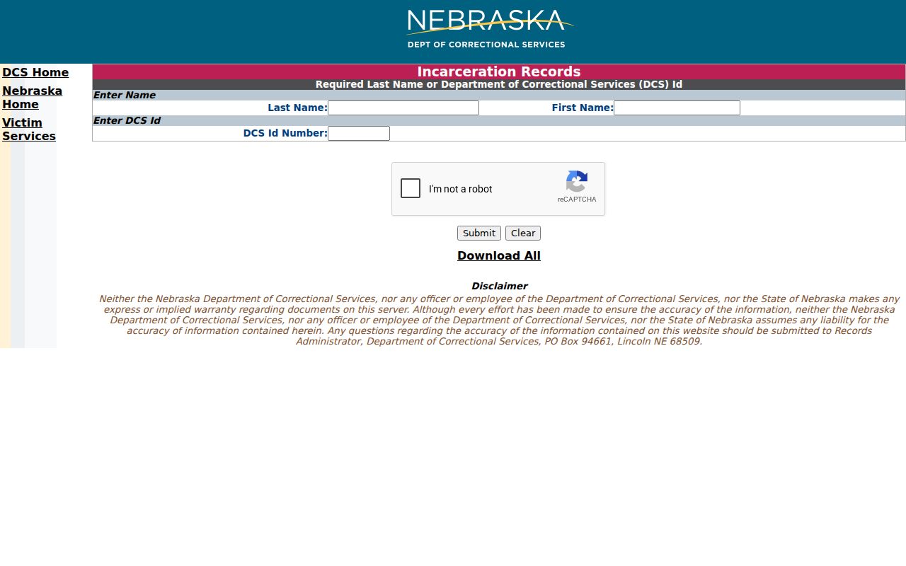 Garden County arrest history Nebraska state incarceration search