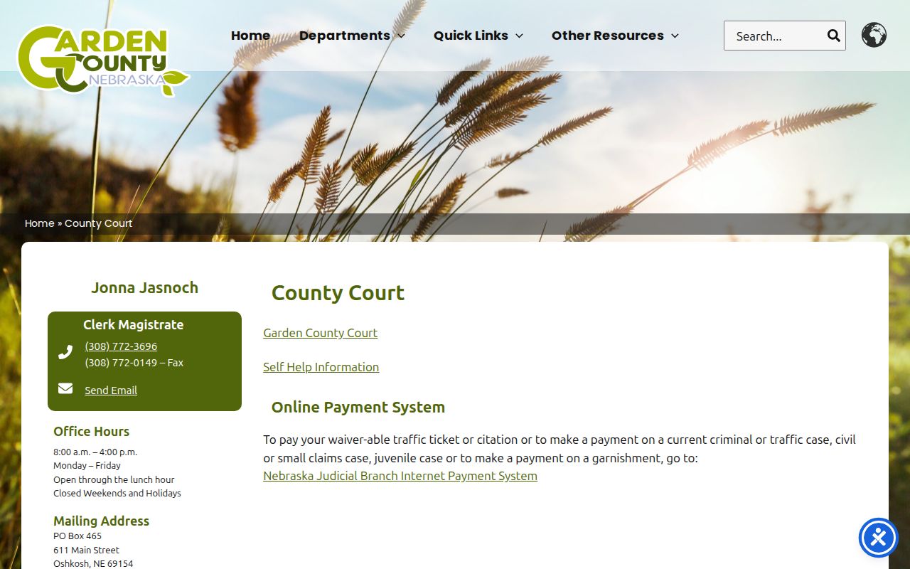 Garden County criminal court cases County Court page