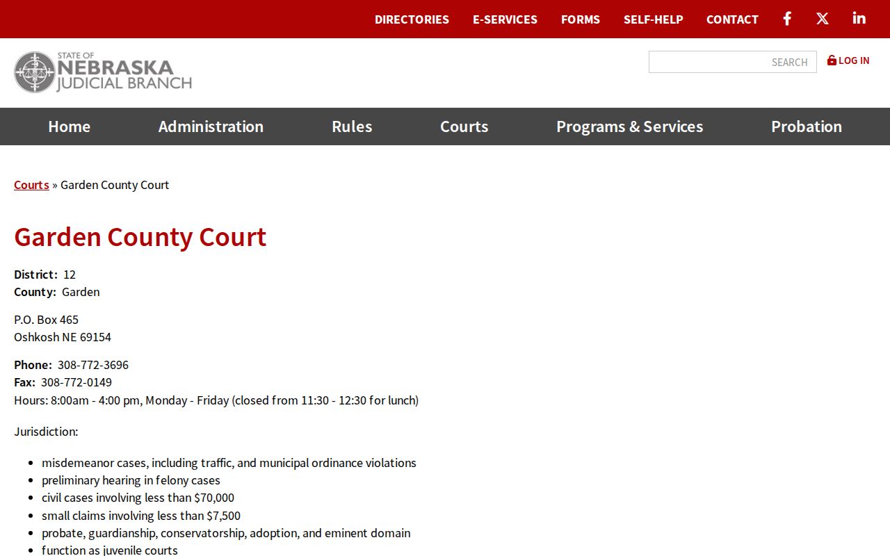 Garden County criminal case records official court directory