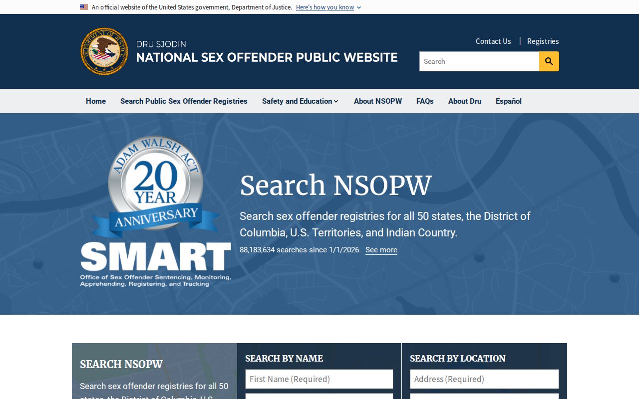 National registry search supporting a Garden County sex offender check