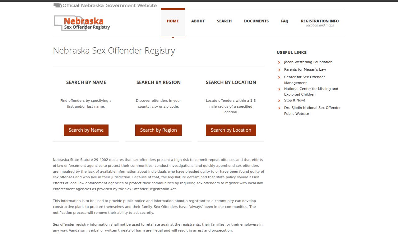 Nebraska registry search for a Garden County sex offender check