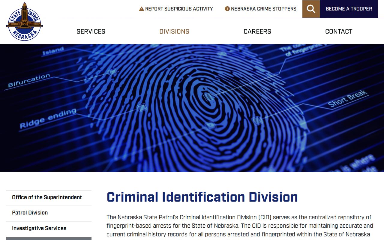 Garden County criminal record Nebraska Criminal Identification Division