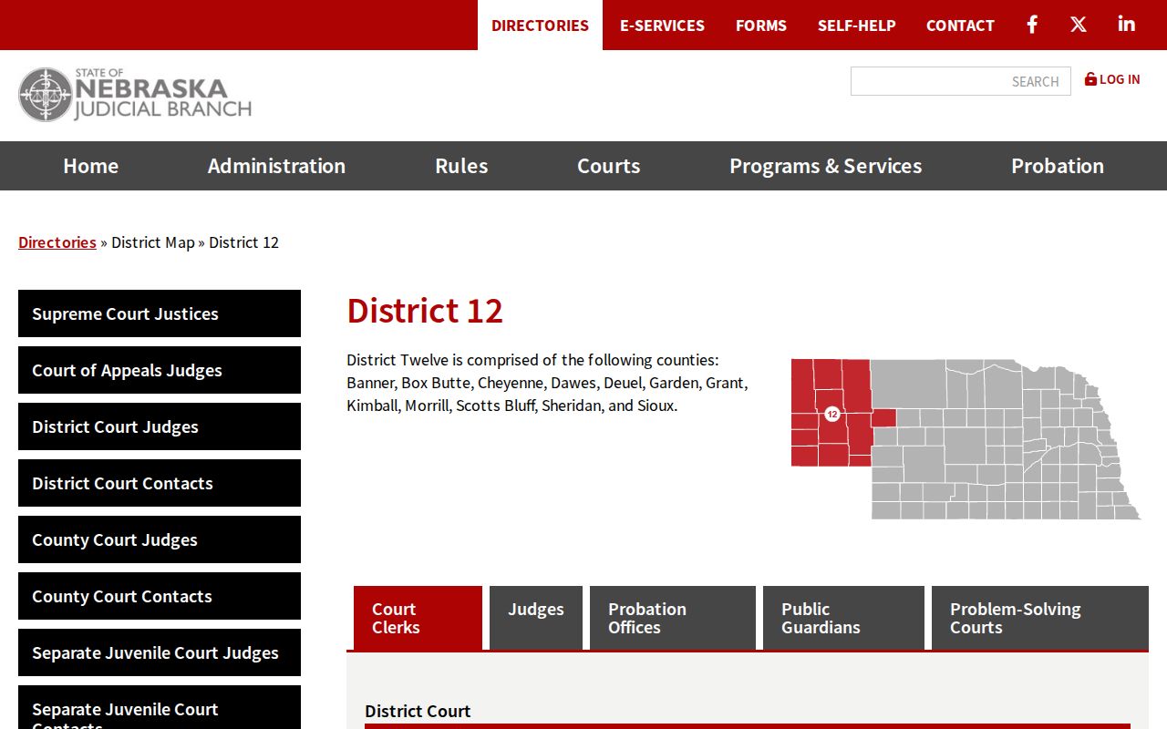 Garden County criminal court records Judicial District 12 directory